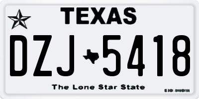 TX license plate DZJ5418