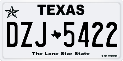 TX license plate DZJ5422