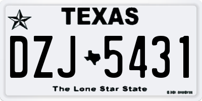 TX license plate DZJ5431