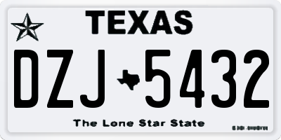 TX license plate DZJ5432
