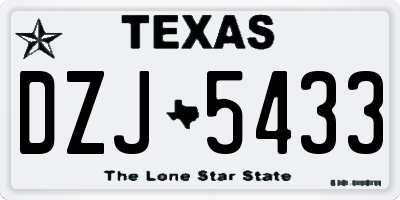 TX license plate DZJ5433