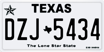 TX license plate DZJ5434