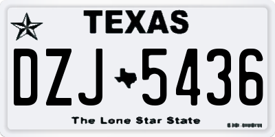 TX license plate DZJ5436