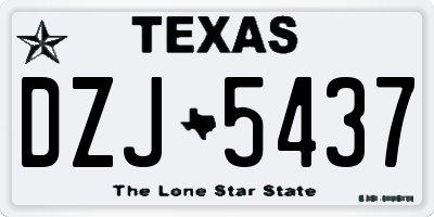 TX license plate DZJ5437