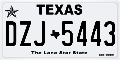 TX license plate DZJ5443