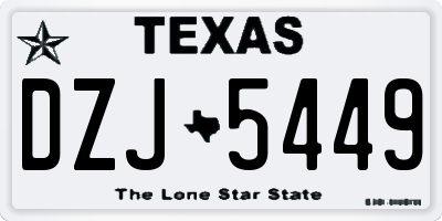 TX license plate DZJ5449