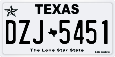 TX license plate DZJ5451