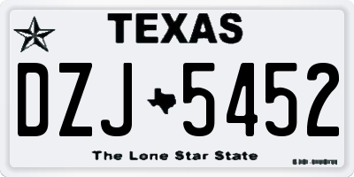 TX license plate DZJ5452