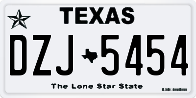 TX license plate DZJ5454