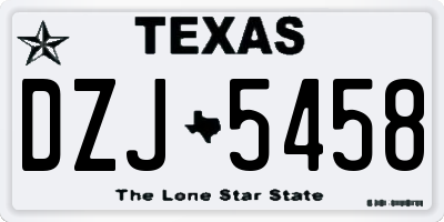 TX license plate DZJ5458