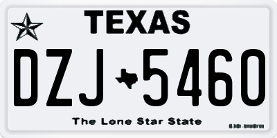 TX license plate DZJ5460