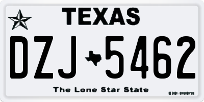 TX license plate DZJ5462