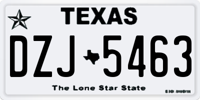 TX license plate DZJ5463