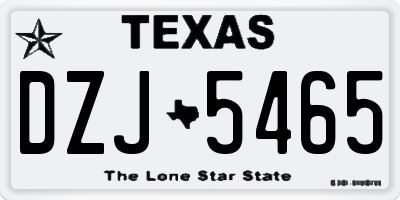 TX license plate DZJ5465