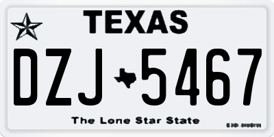 TX license plate DZJ5467