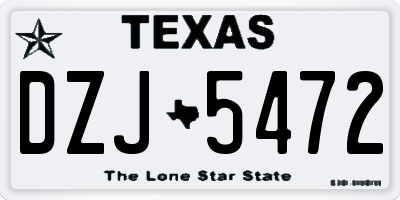 TX license plate DZJ5472