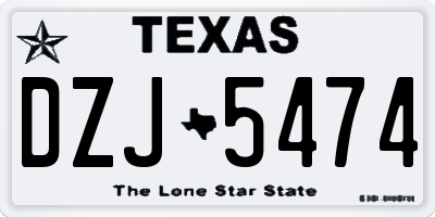 TX license plate DZJ5474