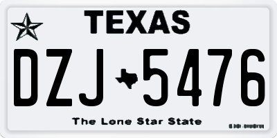 TX license plate DZJ5476