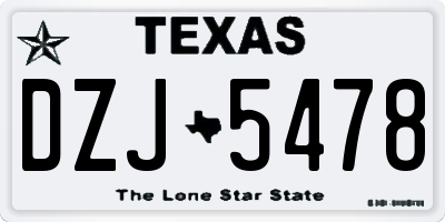TX license plate DZJ5478