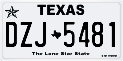 TX license plate DZJ5481