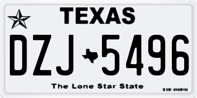 TX license plate DZJ5496