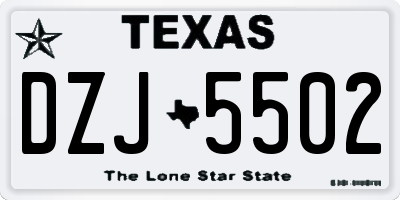 TX license plate DZJ5502