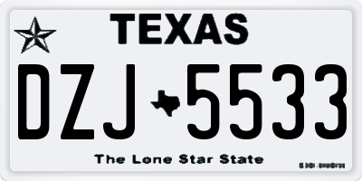 TX license plate DZJ5533