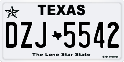 TX license plate DZJ5542