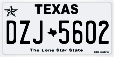 TX license plate DZJ5602