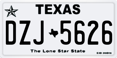 TX license plate DZJ5626