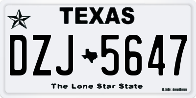 TX license plate DZJ5647