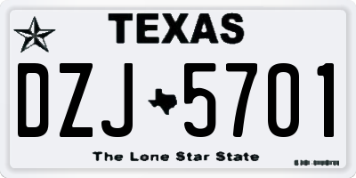 TX license plate DZJ5701