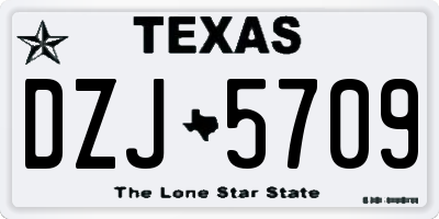 TX license plate DZJ5709