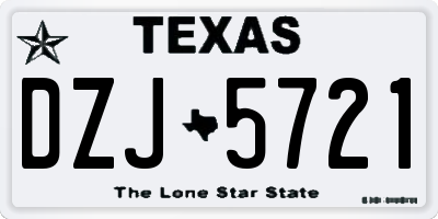 TX license plate DZJ5721