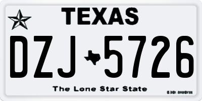 TX license plate DZJ5726