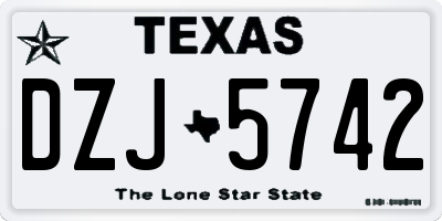 TX license plate DZJ5742