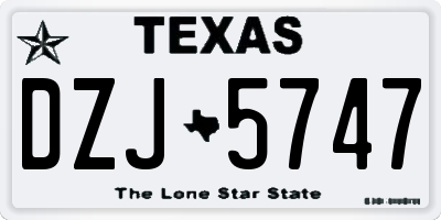 TX license plate DZJ5747