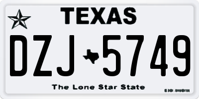 TX license plate DZJ5749