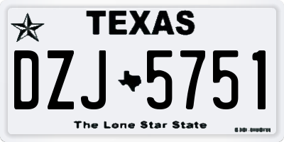 TX license plate DZJ5751