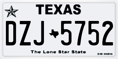TX license plate DZJ5752