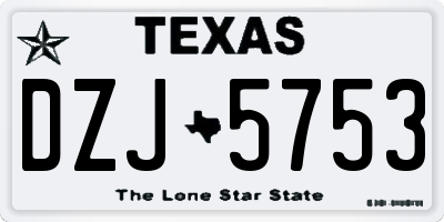 TX license plate DZJ5753