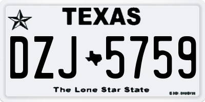 TX license plate DZJ5759