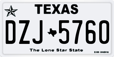 TX license plate DZJ5760
