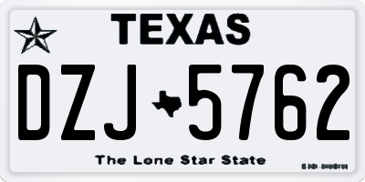 TX license plate DZJ5762