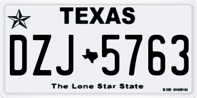 TX license plate DZJ5763