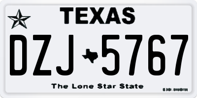 TX license plate DZJ5767