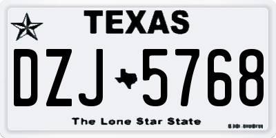 TX license plate DZJ5768