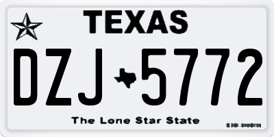 TX license plate DZJ5772