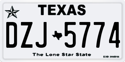 TX license plate DZJ5774