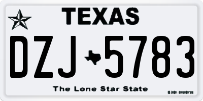 TX license plate DZJ5783